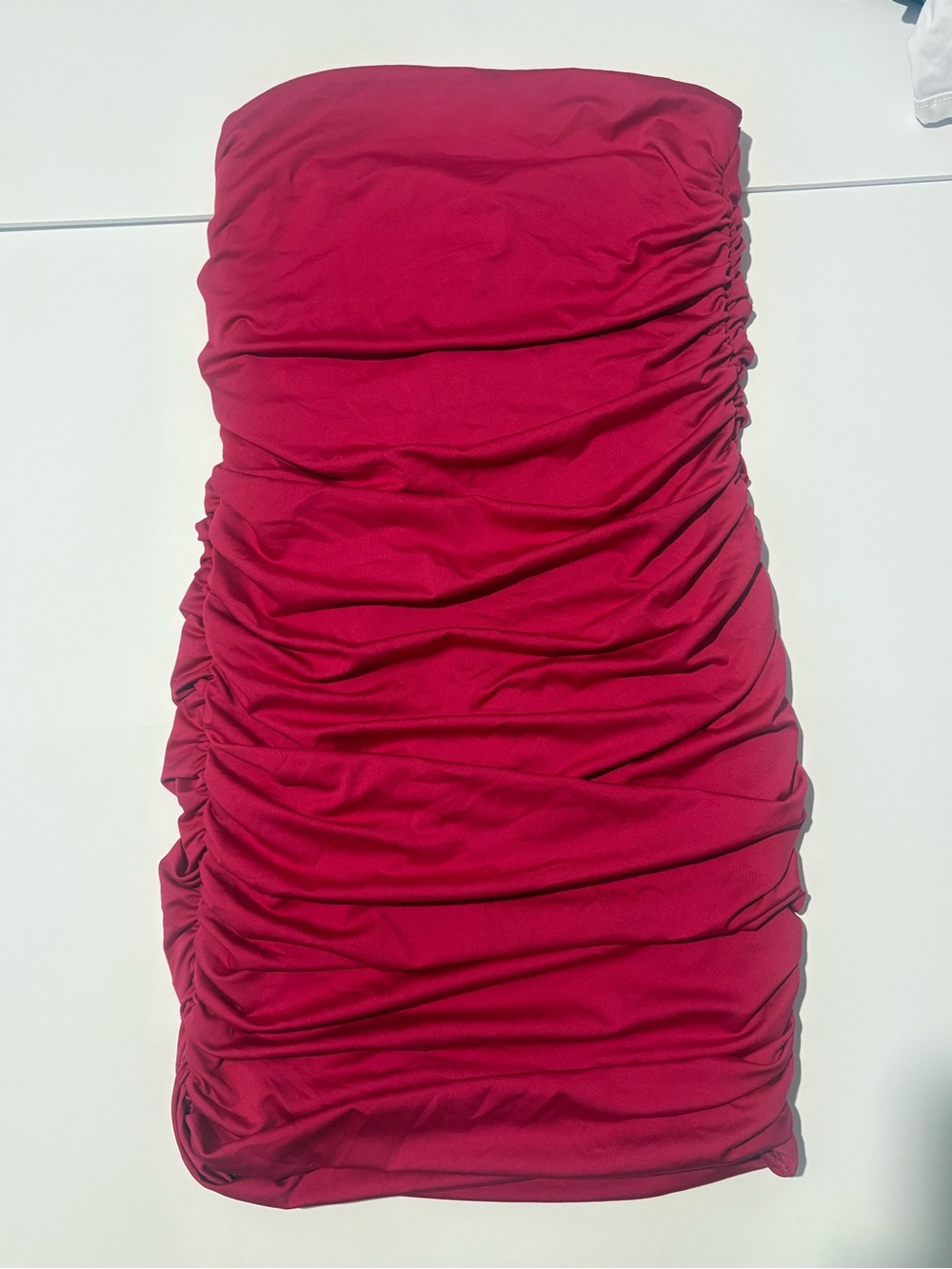 Bozzolo Strapless Ruched Dress in Deep Berry - Picture 1 of 3